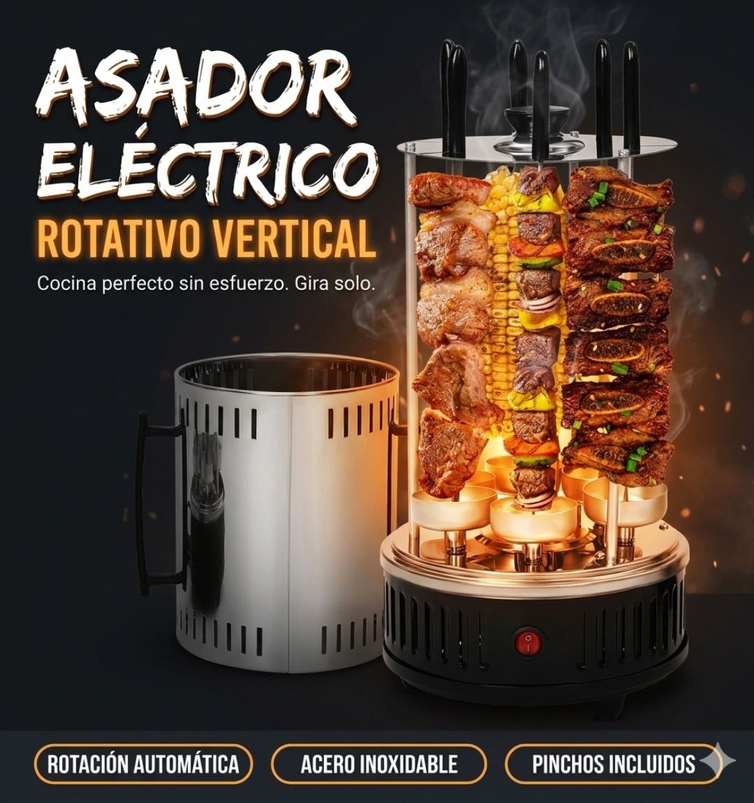 Asador de anticuchos eléctrico vertical 360°