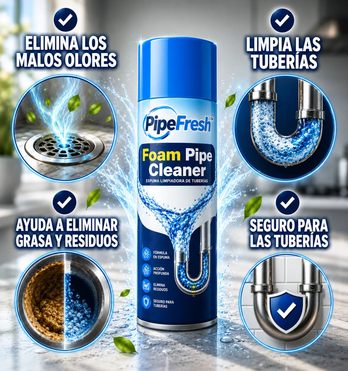 Limpia y elimina malos olores sin esfuerzo | PipeFresh™