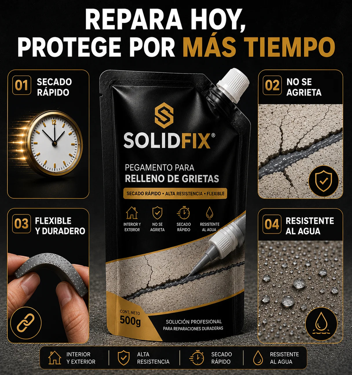 Sella y rellena grietas sin esfuerzo SolidFix™