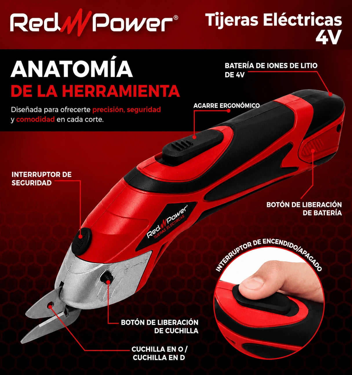 Tijera electrica RedPower™ Corte sin esfuerzo