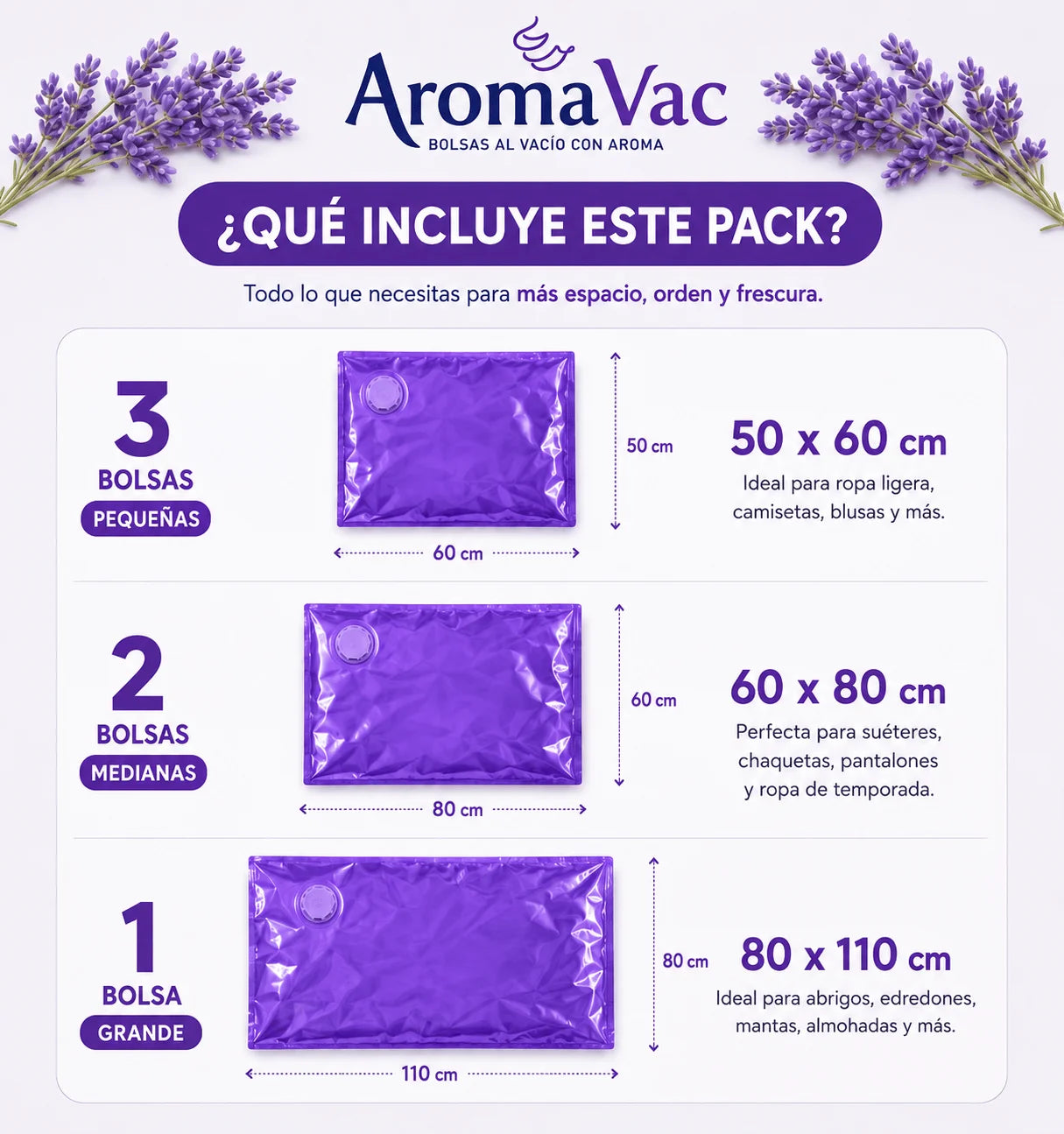 6-pack vacuum storage bags with fragrance + hand pump