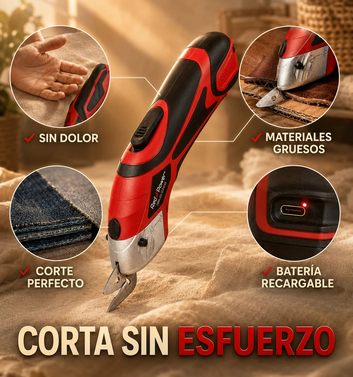 Tijera electrica RedPower™ Corte sin esfuerzo