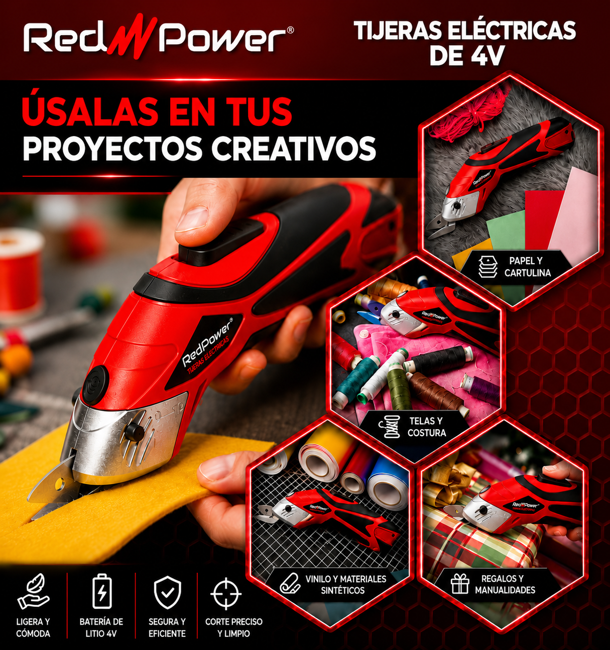 Tijera electrica RedPower™ Corte sin esfuerzo